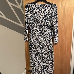 Lauren Ralph Lauren Black and White Cowl Neck Sheath Maxi Dress